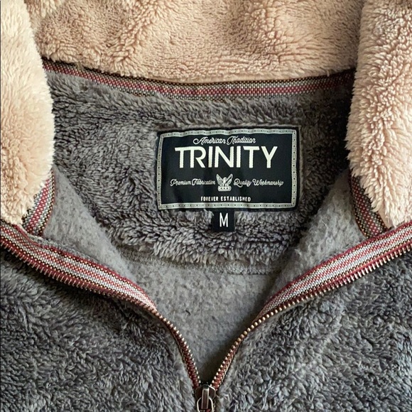 Gray Fuzzy Sherpa Quarter Zip - Picture 2 of 6